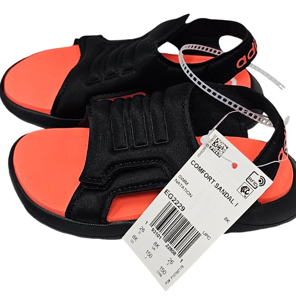 Adidas Velcro Black Natation Sandals, Size 8